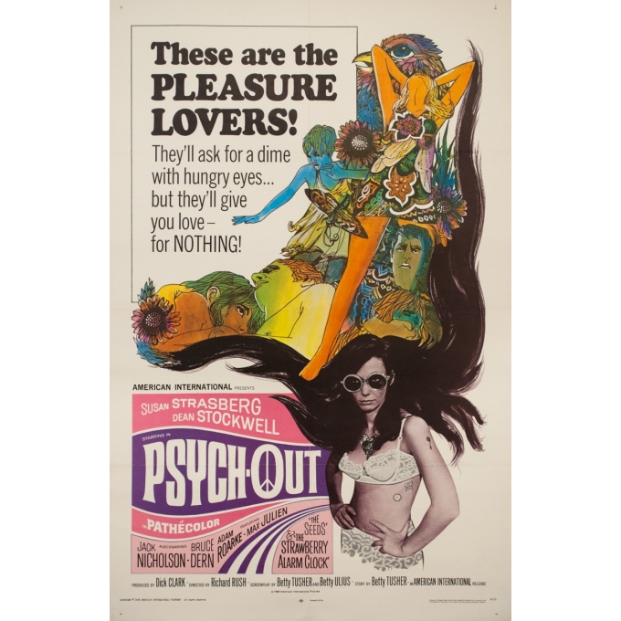 Original vintage movie poster - 1968 - Psychout One Sheet Usa - 41.1 by 27.2 inches