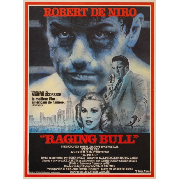 Affiche ancienne de cinéma - 1980 - Raging Bull Robert De Niro Martin Scorsese, modèle B - 54 par 40.5 cm