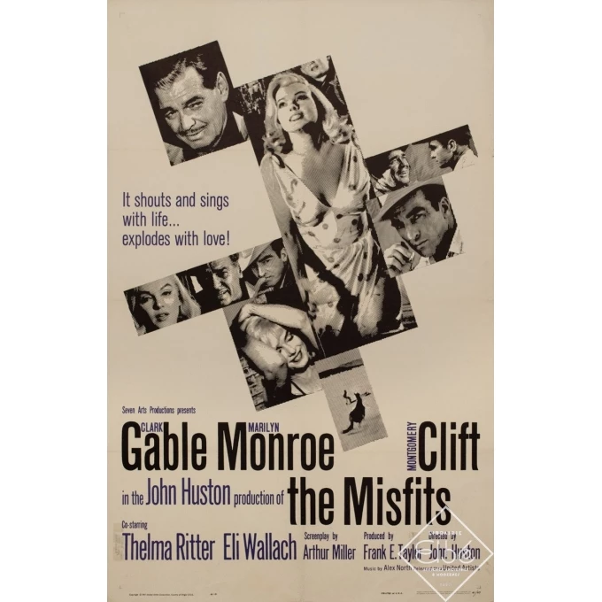 Affiche ancienne de cinéma - 1961 - The Misfits One Sheet Usa Marilyn Monroe - 106 par 68.5 cm