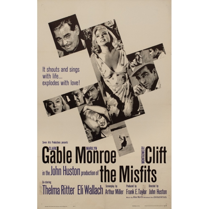 Affiche ancienne de cinéma - 1961 - The Misfits One Sheet Usa Marilyn Monroe - 106 par 68.5 cm