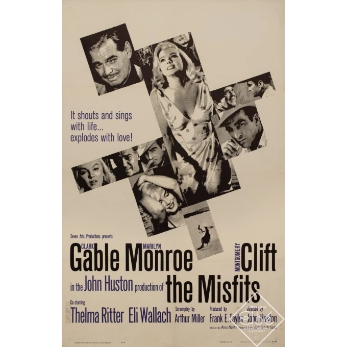 Original vintage movie poster - 1961 - The Misfits One Sheet Usa Marilyn Monroe - 41.7 by 27 inches