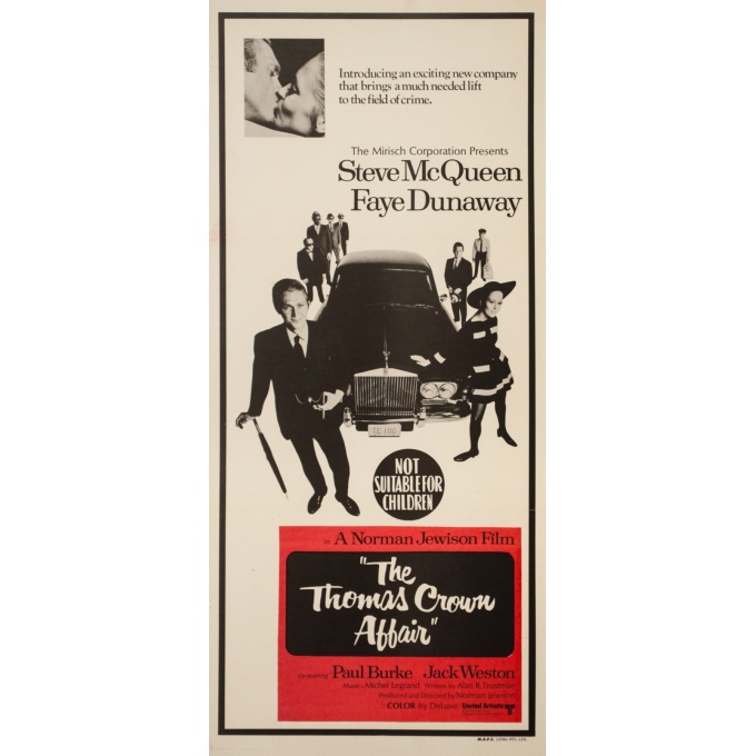 Affiche ancienne de cinéma - 1967 - The Thomas Crown Affair Australie - 76 par 33.5 cm