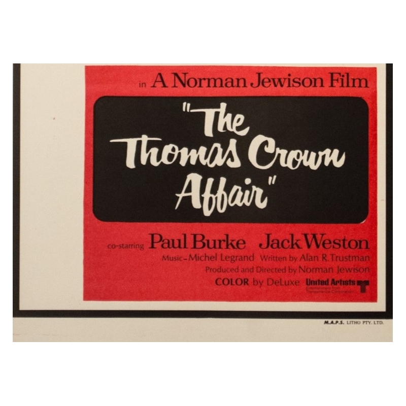 Original vintage movie poster - 1967 - The Thomas Crown Affair Australia - 29.9 by 13.2 inches - 4