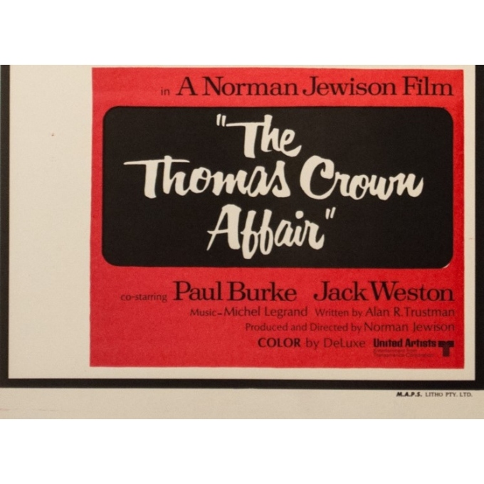 Affiche ancienne de cinéma - 1967 - The Thomas Crown Affair Australie - 76 par 33.5 cm - 4