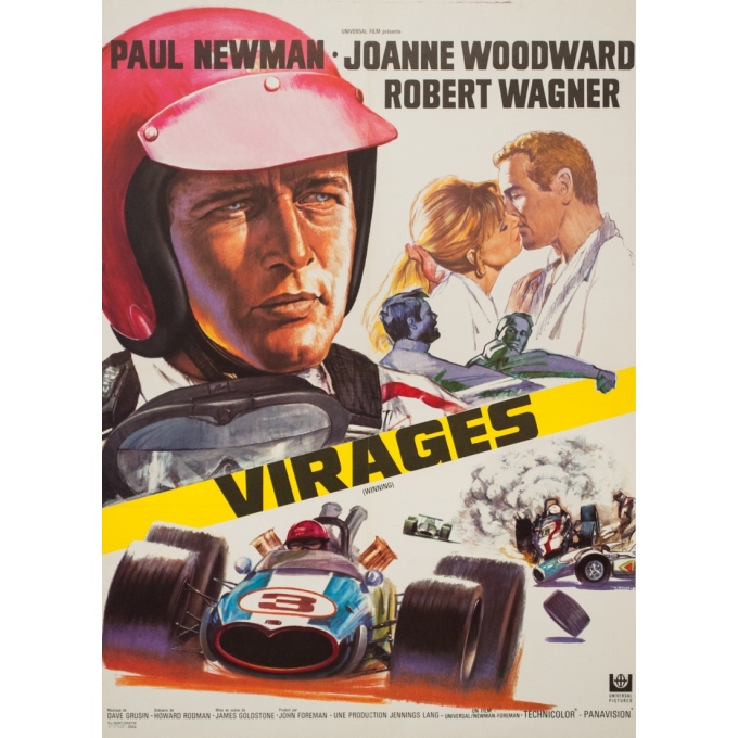 Affiche ancienne de cinéma - Ousserko - 1969 - Virages Paul Newman F1 - 80 par 58 cm