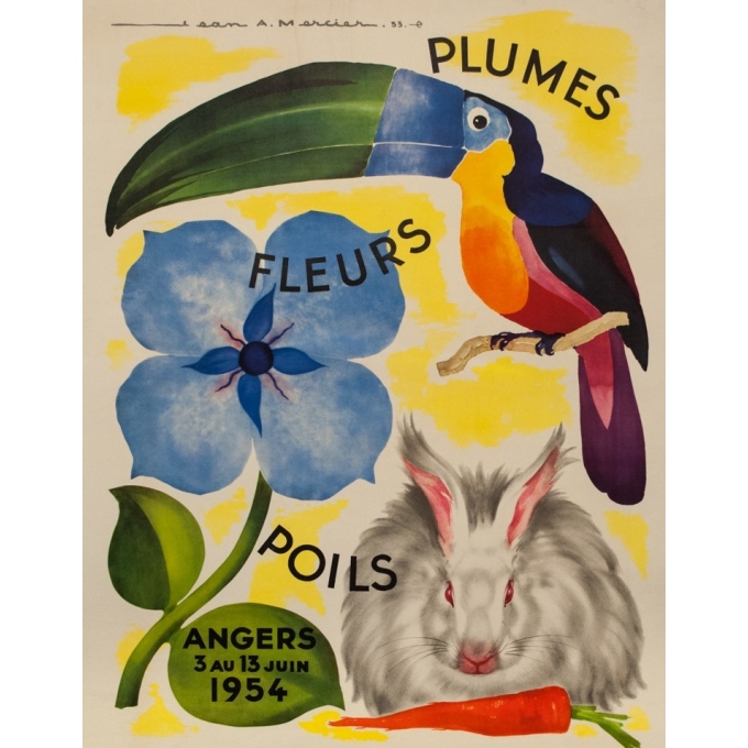 Affiche ancienne d'exposition - Jean mercier - 1953 - 25eme Foire Exposition D'Anjou - 78 par 118 cm - 2