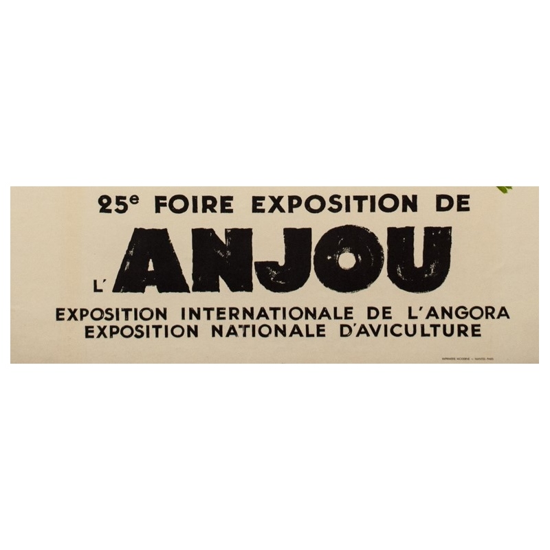 Vintage exhibition poster - Jean Mercier - 1953 - 25eme Foire Exposition D'Anjou - 30.7 by 46.5 inches - 3