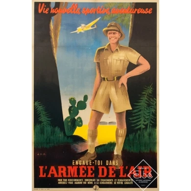 Affiche ancienne de publicité - J.M.P -Circa 1925 - Engage Toi Dans L'Armee De L'Air - 118.5 par 80 cm