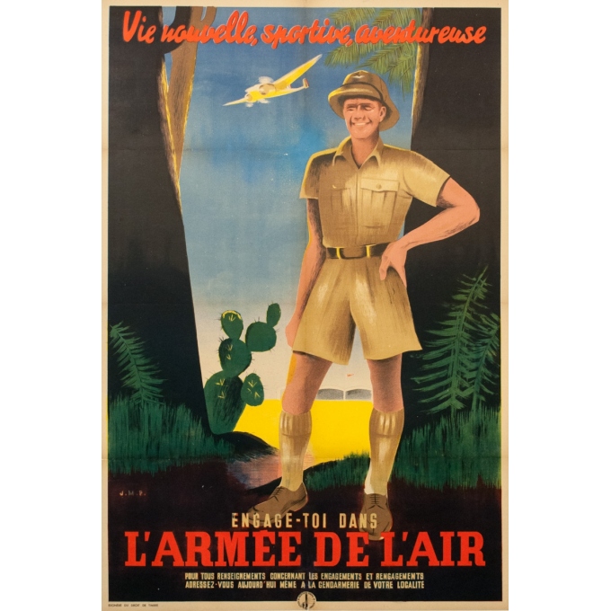 Vintage advertising poster - J.M.P -Circa 1925 - Engage Toi Dans L'Armee De L'Air - 46.6 by 31.5 inches