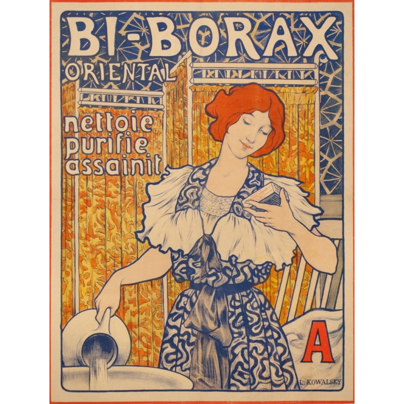 Vintage advertising poster - L. Kowalsky - 1900 - Bi Borax - 33.5 by 25.6 inches
