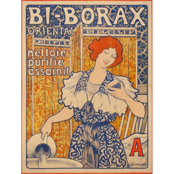 Affiche ancienne de publicité - L. Kowalsky - 1900 - Bi Borax - 85 par 65 cm