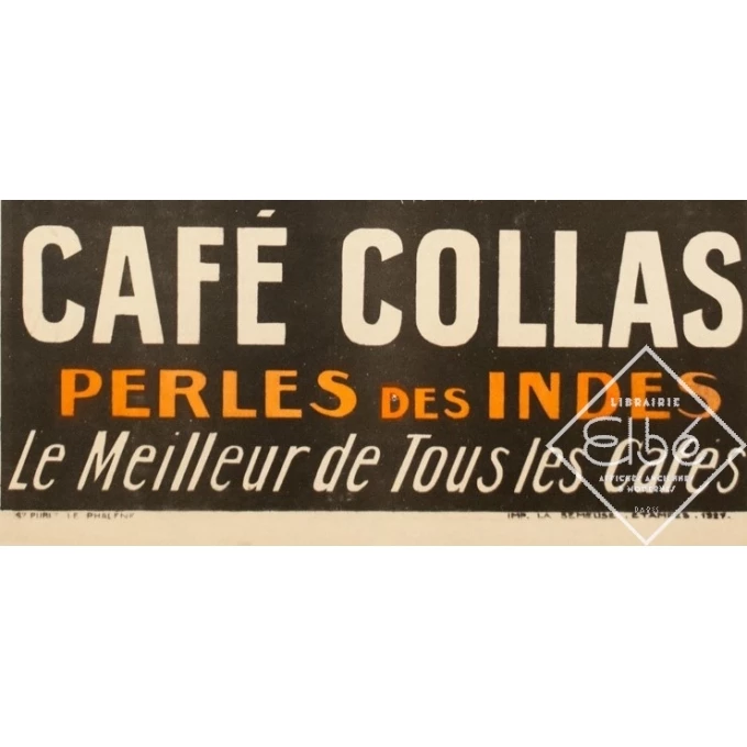 Vintage advertising poster - 1927 - Café Collas Perle Des Indes - 44.1 by 29.9 inches - 3