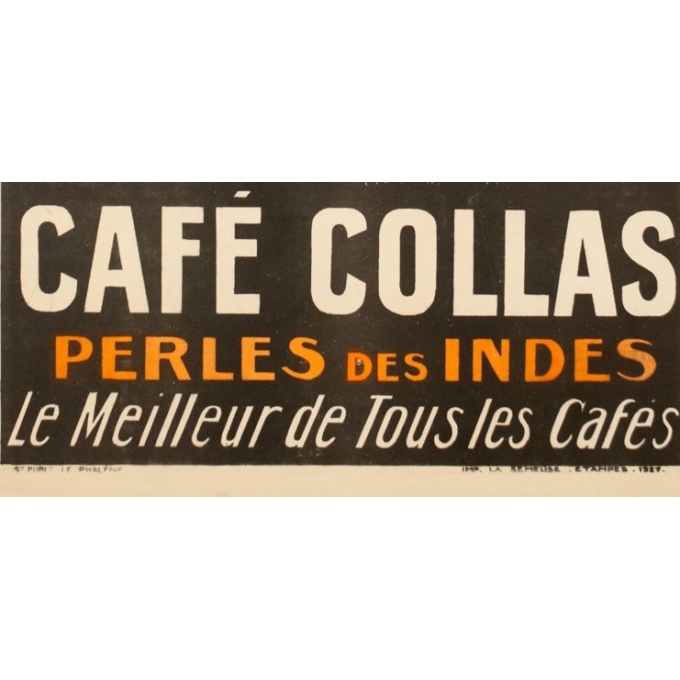 Vintage advertising poster - 1927 - Café Collas Perle Des Indes - 44.1 by 29.9 inches - 3