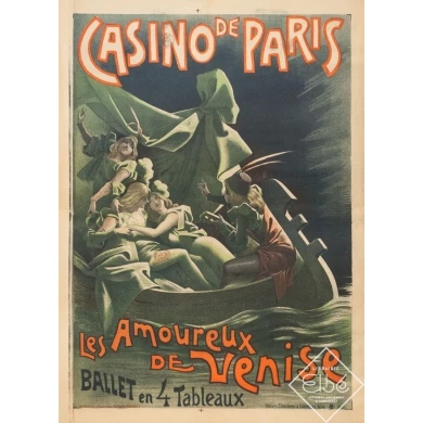 Vintage advertising poster - Choubrac - 1900 - Casino De Paris Les Amoureux De Venise - 32.3 by 23.6 inches