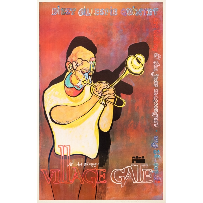 Affiche ancienne de publicité - AvI Farin - 1979 - Concert Jazz Village Gate Dizzy Gillespie Quintet - 95 par 59 cm