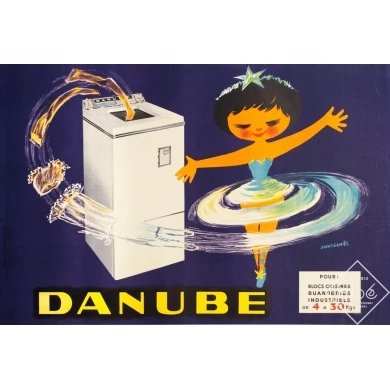 Affiche ancienne de publicité - Saint-Géniès - 1950s - Danube - 116 par 78 cm