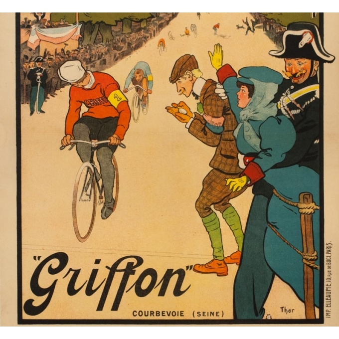Affiche ancienne de publicité - THOR - 1910 - Griffon Cycles Velo - 107 par 76 cm - 3