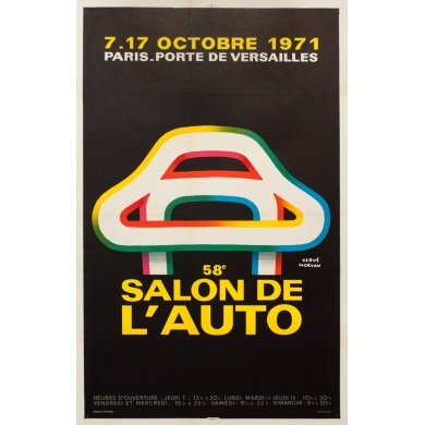 Affiche ancienne de publicité - Hervé Morvan - 1971 - Salon De L'Auto 1971 - 106.5 par 67 cm