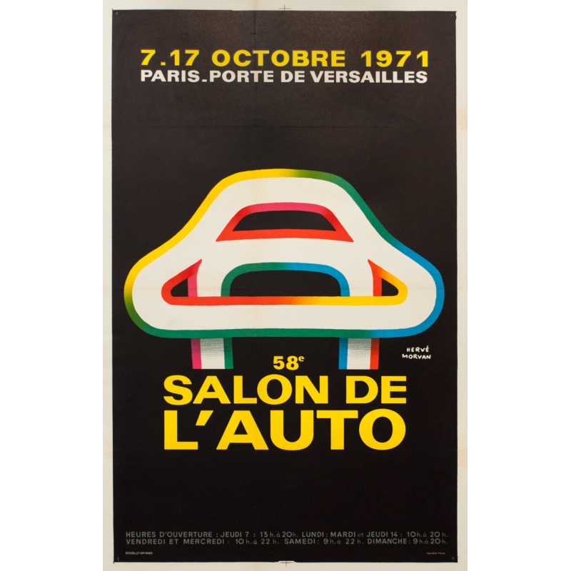 Affiche ancienne de publicité - Hervé Morvan - 1971 - Salon De L'Auto 1971 - 106.5 par 67 cm