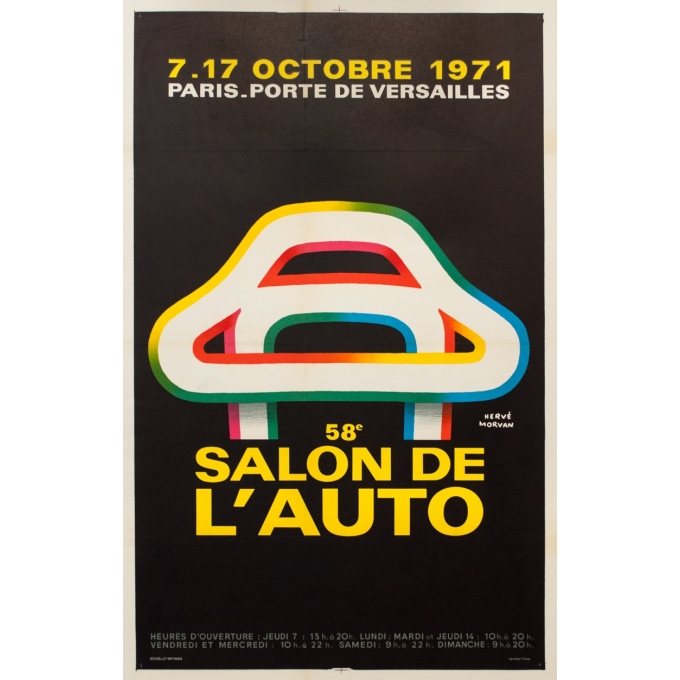 Affiche ancienne de publicité - Hervé Morvan - 1971 - Salon De L'Auto 1971 - 106.5 par 67 cm