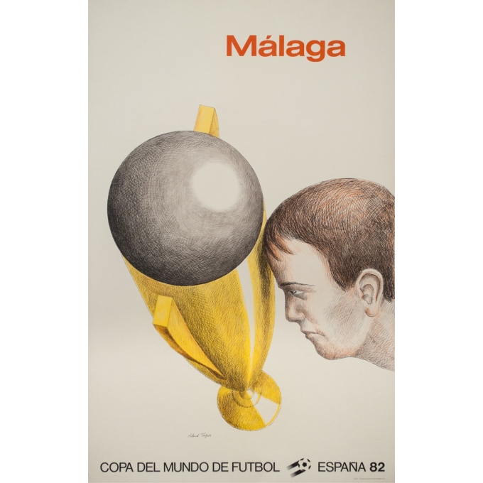 Affiche ancienne de publicité - Roland Topor - 1982 - Copa Del Mundo De Futbol Football Espana Malaga - 95 par 61 cm