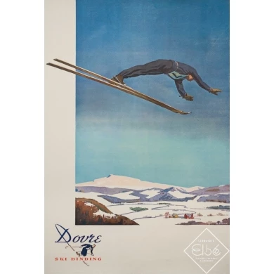 Affiche ancienne de publicité - G. Hansen - 1960 - Ski Russie Russia Dovre - 90 par 63 cm
