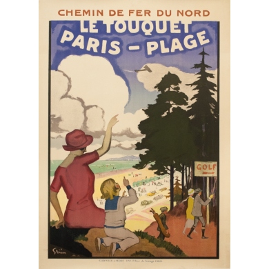 Vintage travel poster - Grün - 1925 - Le Touquet Paris Plage France Golf - 40.9 by 29.7 inches