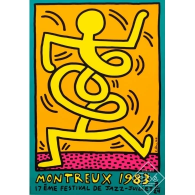 Affiche sérigraphiée originale - Keith Haring - 1983 - Festival De Jazz De Montreux - 99.5 par 70 cm