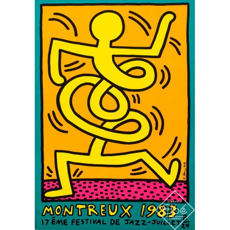 Affiche sérigraphiée originale - Keith Haring - 1983 - Festival De Jazz De Montreux - 99.5 par 70 cm