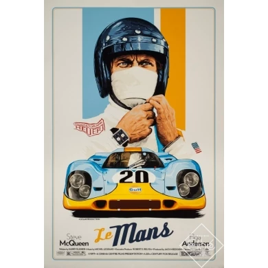 Silkscreen poster - Le mans Contemporain Porsche Tagheuer Steve Mc Queen - 35.8 by 24.2 inches