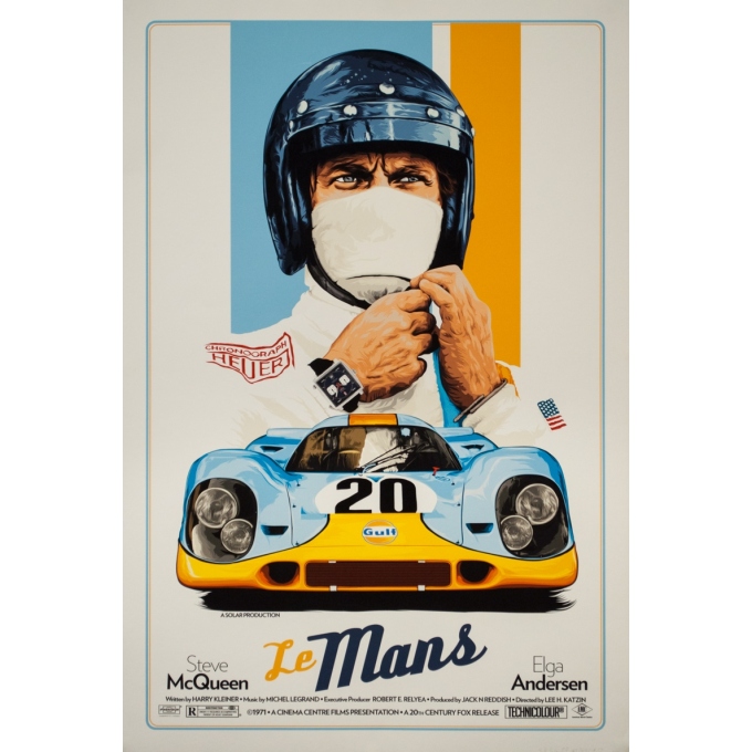 Affiche sérigraphiée originale - Le mans Contemporain Porsche Tagheuer Steve Mc Queen - 91 par 61.5 cm