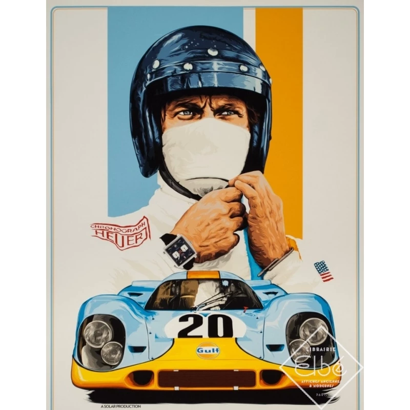 Affiche sérigraphiée originale - Le mans Contemporain Porsche Tagheuer Steve Mc Queen - 91 par 61.5 cm - 2