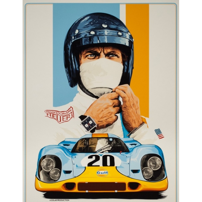 Affiche sérigraphiée originale - Le mans Contemporain Porsche Tagheuer Steve Mc Queen - 91 par 61.5 cm - 2