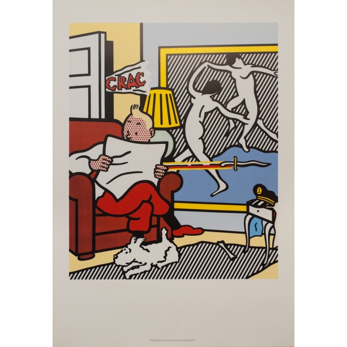 Affiche sérigraphiée originale - Roy Lichtenstein - 1995 - Tintin Et Milou - 100 par 70 cm