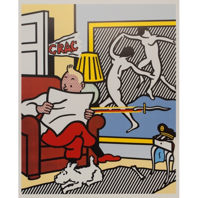 Affiche sérigraphiée originale - Roy Lichtenstein - 1995 - Tintin Et Milou - 100 par 70 cm - 2