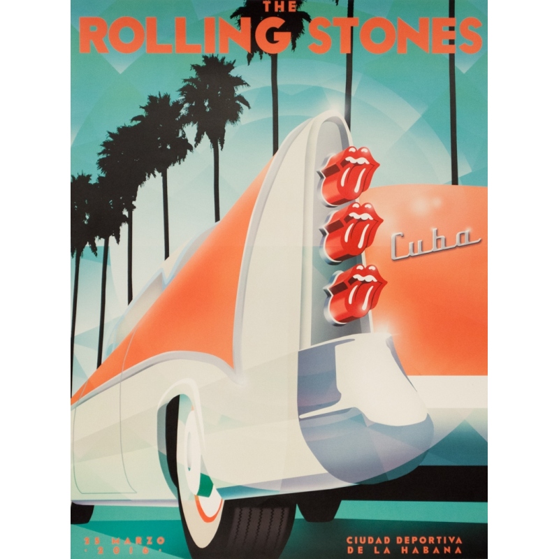 Affiche sérigraphiée originale - 2016 - The Rolling Stones Concert A Cuba Mars 2016 - 61 par 46 cm