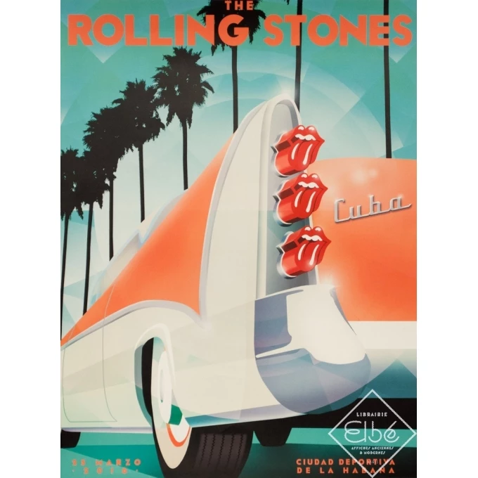 Affiche sérigraphiée originale - 2016 - The Rolling Stones Concert A Cuba Mars 2016 - 61 par 46 cm