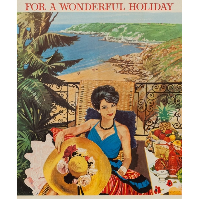 Vintage travel poster - 1962 - Guernsey British Railways - 38.8 by 25 inches - 2 Vintage travel poster - 1962 - Guernsey British Railways - 38.8 by 25 inches - 2