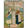 Affiche ancienne de voyage - L.Kowalsky - Circa 1895 - Normandie Bretagne Excursions Jersey Mont St Michel - 105.5 par 77 cm