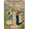 Vintage travel poster - L.Kowalsky - Circa 1895 - Normandie Bretagne Excursions Jersey Mont St Michel - 41.5 by 30.3 inches