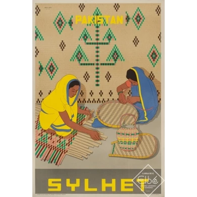 Affiche ancienne de voyage - Abdul Halim G.I.A - 1960 - Pakistan Sylhet - 90 par 60.5 cm
