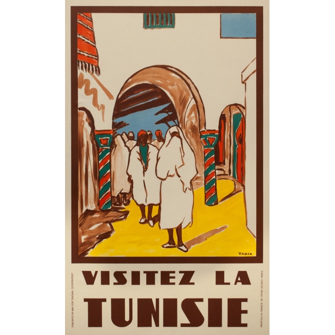 Vintage travel poster - Yahia - 1950 - Visitez La Tunisie - 39 by 23.6 inches