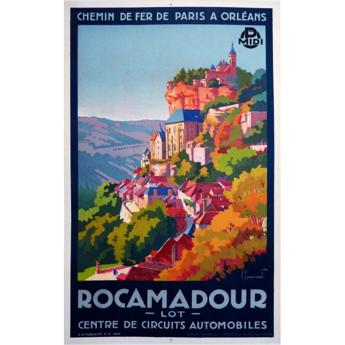 An original poster of France : Rocamadour (western France). Elbé Paris.