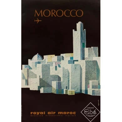 Vintage travel poster - M.gayraud - Circa  1970 - Morocco Maroc Royal Air Maroc - 37.8 by 24.6 inches