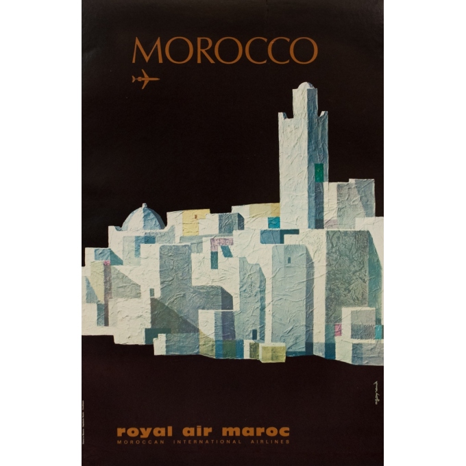 Affiche ancienne de voyage - M.gayraud - Circa  1970 - Morocco Maroc Royal Air Maroc - 96 par 62.5 cm