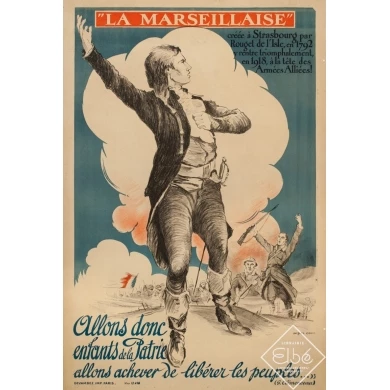 Vintage advertising poster - J.Carlu - 1918 - La Marseillaise 1Ere Guerre Mondiale - 46.8 by 31.7 inches