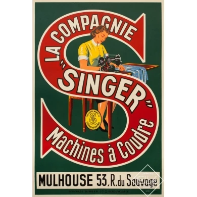 Vintage advertising poster -  - circa 1950 - La Compagnie Singer Machines À Coudre - 46.1 by 31.1 inches