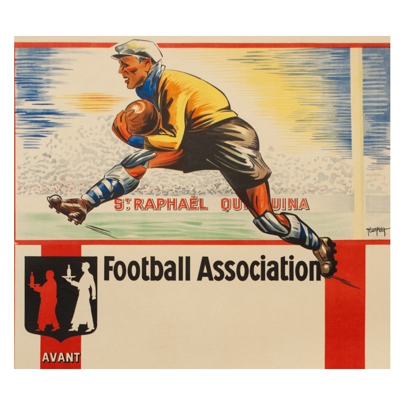 Vintage exhibition poster - Het Pélis - 1930 - Football Association Saint Raphaël Quinquina - 46.5 by 30.9 inches - 2