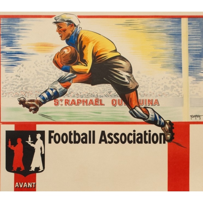Affiche ancienne d'exposition - Het Pélis - 1930 - Football Association Saint Raphaël Quinquina - 118 par 78.5 cm - 2