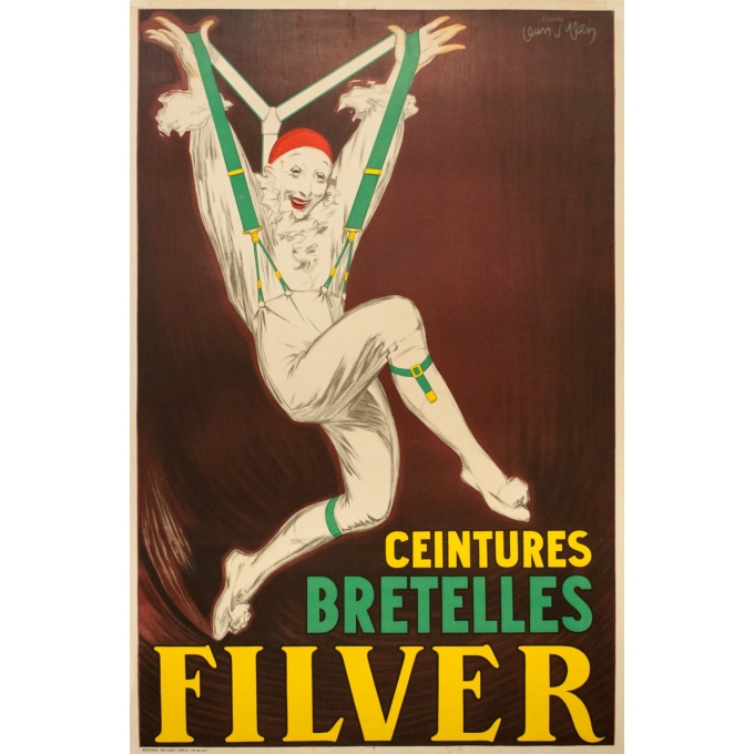Vintage advertising poster - Jean d'Ylen - 1930 - Filver Ceintures Bretelles - 47 by 30.9 inches